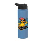 Rubber Duck Tourne-disque DJ Caneton en caoutchouc Techno Stainless Steel Insulated Water Bottle