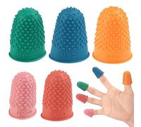 Rubber Fingers Tips, Rubber Reusable Protectors, 5 Piece Finger Covers Protection with Textured Grip Pads, Skin Shield for Sorting Efficiently, and Handling Delicate Materials
