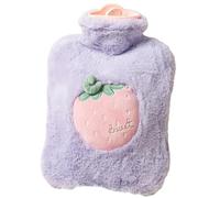 Rubber Hot Water Bottle with Cute Plush Soft Cover, Cartoon Fruit Faux Fur Hots Water Bottle,Soft Warm Plush Hot Waters Bag for Hand Feet Warmer/Neck and Shoulder (Purple, 8.3 * 4.9in/21 * 12.5cm)