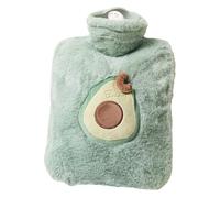 Rubber Hot Water Bottle with Cute Plush Soft Cover, Cartoon Fruit Faux Fur Hots Water Bottle,Soft Warm Plush Hot Waters Bag for Hand Feet Warmer/Neck and Shoulder (Green, 8.3 * 4.9in/21 * 12.5cm)