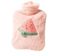 Rubber Hot Water Bottle with Cute Plush Soft Cover, Cartoon Fruit Faux Fur Hots Water Bottle,Soft Warm Plush Hot Waters Bag for Hand Feet Warmer/Neck and Shoulder (Pink, 8.3 * 4.9in/21 * 12.5cm)