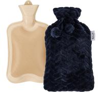 Rubber Hot Water Bottle With Soft Fleece Cover,Blue,2l Volume,Large Mouth,Menstrual Pain,Abdominal Pain,Cramps,Heat Distributor