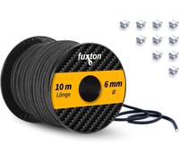 Rubber Rope 6 Mm 10 M Black With 10 Cable Ties (Elastic Trailer Tarpaulin,Extension Rope,Elastic Band,Bungee Cord,Elastic Cord For Pool Tarpaulin)