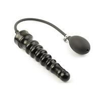 Rubberfashion Gode anal en latex gonflable - Maxi gode anal à côtes gonflable avec pompe pour femmes et hommes 19 x 4,3cm Noir sans noyau solide