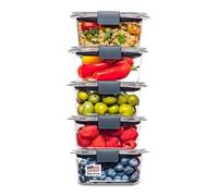 Rubbermaid 2108398 Lot de 5 boîtes de conservation étanches en plastique pour aliments - 1,3 tasse avec couvercles - Passe au micro-ondes et au lave-vaisselle - Transparent