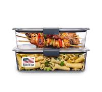 Rubbermaid 2108407 Coffret de rangement alimentaire étanche avec couvercles 9,6 tasses en plastique avec couvercles Passe au micro-ondes et au lave-vaisselle Transparent