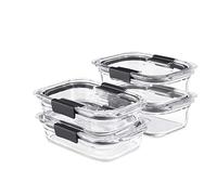 Rubbermaid 2118313 Brilliance Lot de 4 boîtes de conservation en verre avec couvercles (8 pièces au total) Transparent