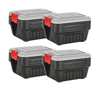 Rubbermaid® ActionPacker® Lot de 4 boîtes de rangement verrouillables pour extérieur, industriel, robuste, gris et noir 8 gallons