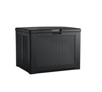 Rubbermaid Boîte de rangement d'extérieur en résine de taille moyenne, 200 litres, anthracite, avec motif décoratif en tissage de panier pour la maison/jardin/terrasse/piscine/arrière-cour/pelouse