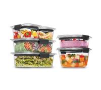 Rubbermaid Brilliance® Lot de 12 boîtes de conservation alimentaires rondes et rectangulaires étanches