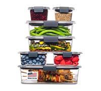 Rubbermaid Brilliance Lot de 14 boîtes de conservation alimentaires avec couvercles pour déjeuner, préparation des repas et restes, passent au lave-vaisselle, transparent/gris