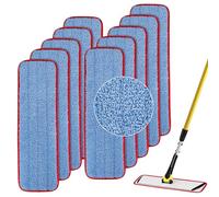 Rubbermaid Commercial Lot de 10 tampons de rechange en microfibre pour balai plat de 47 cm - Recharges de nettoyage commerciales humides et sèches réutilisables pour tout système de balai plat en