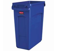 Rubbermaid commercial products 1971257 slim jim collecteur de déchets avec conduits daération, plastique, 60 l, bleu Bleu