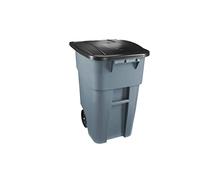 Rubbermaid Commercial Products BRUTE Bac Roulant | Conteneur mobile rectangulaire en PEHD avec couvercle | 189 L, Gris