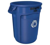 Rubbermaid Commercial Products BRUTE Conteneur Recyclage, 121 L Bleu - Bac Rond Avec Canaux De Ventilation Pour Tri Sélectif En Milieu Professionnel - FG263273BLUE