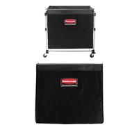 Rubbermaid Commercial Products Chariot X-Cart Pliable & Sac en Vinyle | Chariot Professionnel pour Collecte de Linge et Déchets | 300 L, Gris & Noir