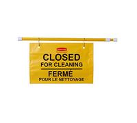 Rubbermaid Commercial Products Commercial Products FG9S1600YEL Panneau de Signalisation de Sécurité de Site Suspendu avec Mention Multilingue « Closed pour Cleaning » (Fermé pour Nettoyage), Jaune