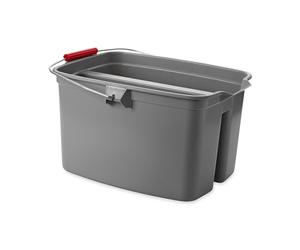 Rubbermaid Commercial Products Double Seau de Nettoyage à Double Compartiment 18 L Gris - Organisateur de Produits de Nettoyage en Plastique, avec Poignéem pour Cuisine/Salle de Bain - FG262888GRAY