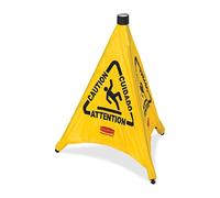 Rubbermaid Commercial Products FG9S0000YEL Cône de Sécurité Parapluie 50 cm avec Mention « Attention » Imprimée et Symbole de Sol Humide, Jaune