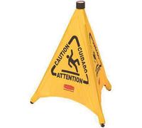 Rubbermaid Commercial Products FG9S0100YEL Cône de Sécurité Parapluie 76 cm avec Mention « Attention » Imprimée et Symbole de Sol Humide, Jaune