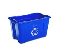 Rubbermaid Commercial Products, Poubelle de recyclage pour papier et emballage, empilable, 18 gallons, pour intérieur/extérieur/garage/maison/installations commerciales, bleu (FG571873BLUE)