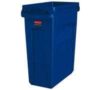 Rubbermaid Commercial Products Slim Jim Collecteur de Déchet 60 L Bleu - Bac Rectangulaire Avec Canaux De Ventilation Pour Cuisine, Bureau, Ateliers Ou Espaces Restreints - 1971257