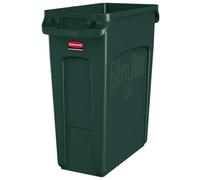 Rubbermaid Commercial Products 1955960 Slim Jim Collecteur de déchets avec conduits d'aération, plastique, 60 L, vert