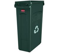 Rubbermaid Commercial Products Slim Jim Collecteur Ventilé Rectangulaire | En Plastique pour Cuisine et Bureau | 87 L, Vert