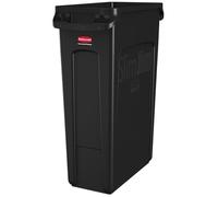 Rubbermaid Commercial Products Slim Jim Conteneur À Déchets 87 L Noir - Bac Rectangulaire Avec Canaux De Ventilation Pour Cuisine, Bureau Et Espaces Collectifs - FG354060BLA