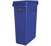 Rubbermaid Commercial Products Slim Jim Lot de 4 poubelles avec canaux d'aération Bleu