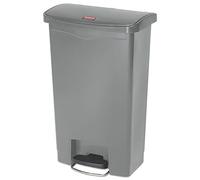 Rubbermaid Commercial Products Slim Jim Poubelle à pédale | Format compact, couvercle silencieux, pour bureaux, cuisines ou espaces médicaux | 50 L, gris