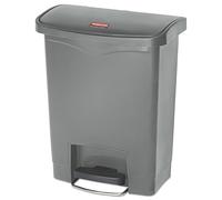 Rubbermaid Commercial Products Slim Jim Poubelle à pédale | Format compact, couvercle silencieux, pour usage médical ou domestique | 30 L, gris
