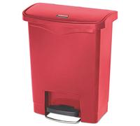 Rubbermaid Commercial Products Slim Jim Poubelle à pédale | Format compact, fermeture silencieuse, pour déchets médicaux en établissement de soins | 30 L, rouge