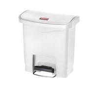Rubbermaid Commercial Products Slim Jim Poubelle à pédale | Format compact, fermeture silencieuse, pour établissements de santé | 15 L, blanc