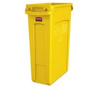 Rubbermaid Commercial Products Slim Jim Poubelle Rectangulaire 87 l | Collecteur de Déchets avec Canaux de Ventilation, pour Cuisine, Bureau, École, Espaces Restreints | Jaune | 1956188