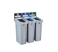 Rubbermaid Commercial Products Slim Jim Station De Recyclage 3 Flux, 180 L Multicolore - Poubelles Décharge Noir, Papier Bleu, Recyclables Verts, Tri Visuel Et Aération Optimisée - 2057606