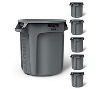 Rubbermaid fg261000gray conteneur Brute rond, 37,9 L, gris (Lot de 6)