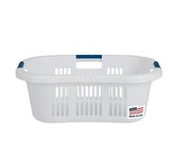 Rubbermaid Grand Panier à Linge courbé pour la Hanche, 1,5 Boisseau, Blanc, bac de Rangement empilable/Organisateur pour Salle de Bain/Chambre/dortoir/Maison