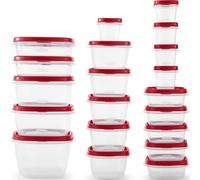 Rubbermaid Lot de 21 couvercles ventilés en plastique sans BPA pour aliments (42 pièces) Rouge Racer Set 42 Piece Racer Red
