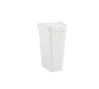Rubbermaid Poubelle à couvercle basculant pour la maison et la cuisine, poubelle fine et moderne avec couvercle, capacité de 40 litres, blanc