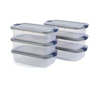 Rubbermaid Roughneck Lot de 6 boîtes de rangement transparentes avec couvercles gris clipsables, base visible, robustes et empilables, idéales pour le rangement et l'organisation