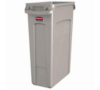 Rubbermaid Slim Jim Poubelle Rectangulaire 87 L | Avec Canaux de Ventilation, Bac à Déchets Professionnel pour Cuisine, Bureau, École, Zone Technique | Beige | FG354060BEIG
