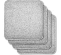 RUBBERNECK Coussins d'assise Coussin d'assise en feutre antidérapant carré, lot de 4 coussins de chaise avec picots antidérapants, lavable à 30°, gris clair
