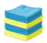 Rubberneck Lot de 12 Chiffons en Microfibre - 32x32cm - Chiffons de Nettoyage en Jaune et Bleu
