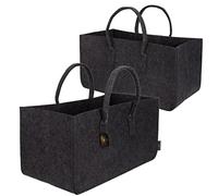 Rubberneck Lot de 2 Sacs en Feutre à Usage Polyvalent Avec Poignées, Sac de Courses XL avec Anses, Panier à Bûches Pliable, Sac de Transport, 50x25x25cm, Anthracite