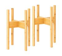 Rubberneck Lot de 2 Supports de Plantes en Bambou - Supports pour Pots de Fleurs Réglables en Bambou - pour l'Intérieur et l'Extérieur - Beige