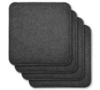Rubberneck Lot de 4 Coussins de Siège en Feutre, Carrés, avec Picots Antidérapants, Extra Épais, Gris Foncé
