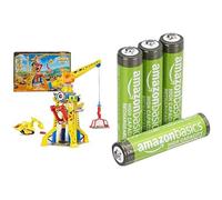 Rubble & Crew Grue Chantier, avec Sable Kinetic, 3+ Ans, & Piles AAA Rechargeables Amazon Basics 4 pcs, 850mAh