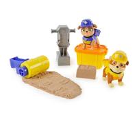 Rubble & Crew Rubble and Crew, Coffret de figurines articulées Ruben et Mix, avec 85,05 g de sable Kinetic Build-It Sand et 2 jouets de construction portables, jouets pour enfants de 3 ans et plus