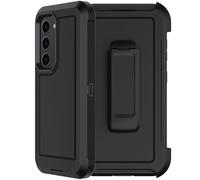 RubCase Coque intégrale pour Samsung Galaxy S23 avec 2 films protecteurs d'écran, double couche avec clip ceinture et béquille, coque intégrale résistante aux chocs pour Galaxy S23 (noir)